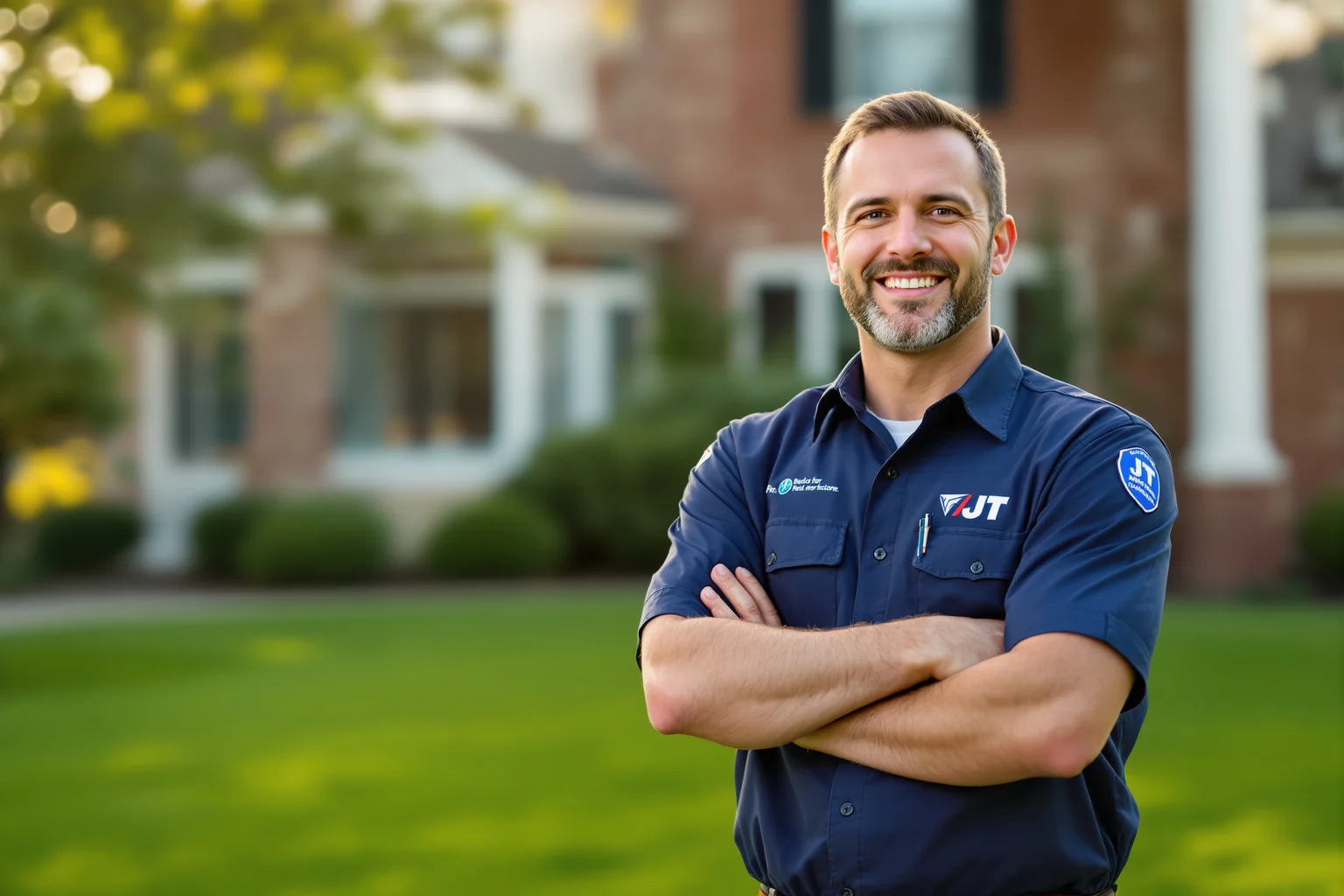 JT, owner of JT's Heating Cooling & Plumbing, outside a Grand Rapids home